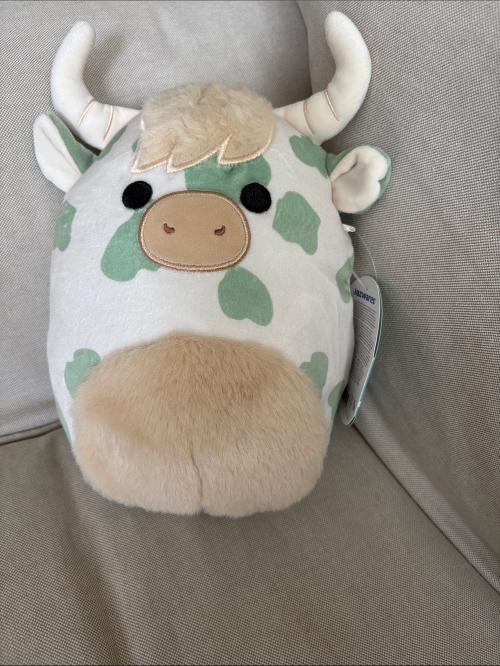 Squishmallow cow Celestino mint green and white